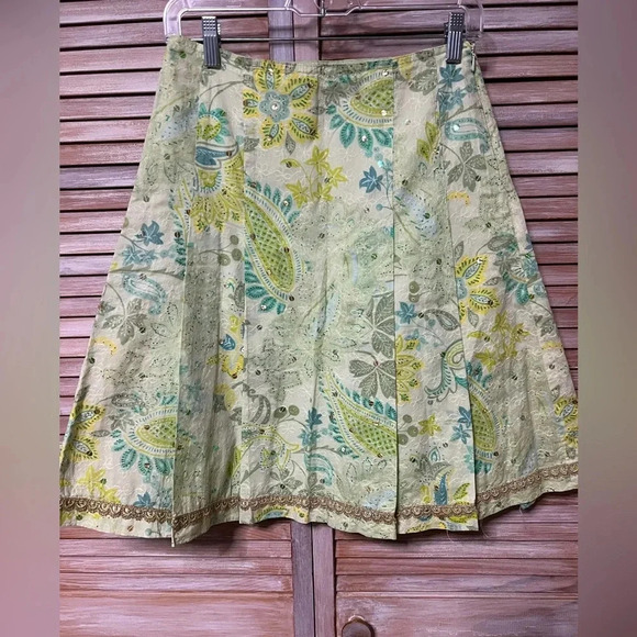 Express Women's Green and Gold Skirt - Picture 1 of 4